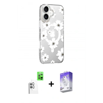 MARSİLYAN™- iPhone 16 Kılıf Yörünge Işık Prime - Siyah Bilvis 5in1 3D Magic Cam Ekran Koruyucu + Raze Metal Kamera Lens - BZ