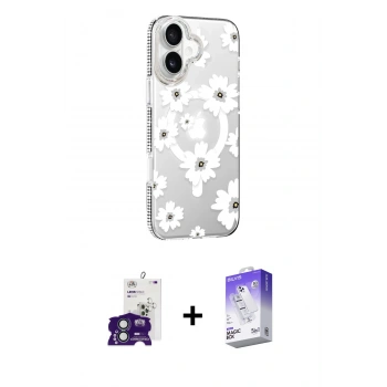 MARSİLYAN™- iPhone 16 Kılıf Yörünge Işık Prime - Siyah Bilvis 5in1 3D Magic Cam Ekran Koruyucu + Bilvis Titan Kamera Lens - YL