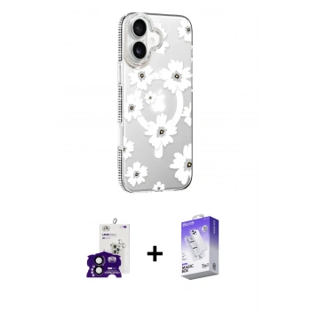 MARSİLYAN™- iPhone 16 Kılıf Yörünge Işık Prime - Siyah Bilvis 5in1 3D Magic Cam Ekran Koruyucu + Bilvis Titan Kamera Lens - SH