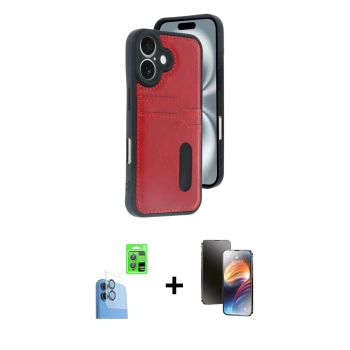 MARSİLYAN™- iPhone 16 Kılıf Yörünge Işık Serisi - Siyah 3D Antistatik Mat Seramik Nano Ekran Koruyucu + Raze Metal Kamera Lens - LT