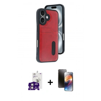 MARSİLYAN™- iPhone 16 Kılıf Yörünge Işık Serisi - Siyah 3D Antistatik Mat Seramik Nano Ekran Koruyucu + Bilvis Titan Kamera Lens - PE