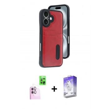 MARSİLYAN™- iPhone 16 Kılıf Yörünge Işık Serisi - Siyah Bilvis 5in1 3D Magic Cam Ekran Koruyucu + Raze Metal Kamera Lens - PE