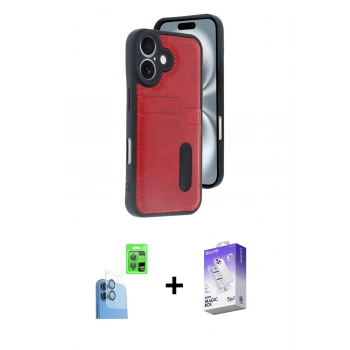 MARSİLYAN™- iPhone 16 Kılıf Yörünge Işık Serisi - Siyah Bilvis 5in1 3D Magic Cam Ekran Koruyucu + Raze Metal Kamera Lens - LT