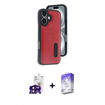 MARSİLYAN™- iPhone 16 Kılıf Yörünge Işık Serisi - Siyah Bilvis 5in1 3D Magic Cam Ekran Koruyucu + Bilvis Titan Kamera Lens - SH