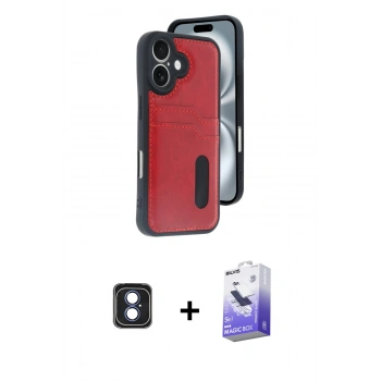 MARSİLYAN™- iPhone 16 Kılıf Yörünge Işık Serisi - Siyah Bilvis 5in1 5D Magic Hayalet Cam Ekran Koruyucu + PVD Metal Kamera Lens - MI