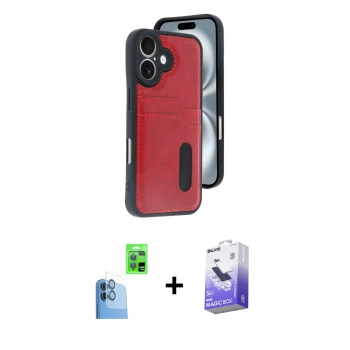 MARSİLYAN™- iPhone 16 Kılıf Yörünge Işık Serisi - Siyah Bilvis 5in1 5D Magic Hayalet Cam Ekran Koruyucu + Raze Metal Kamera Lens - LT