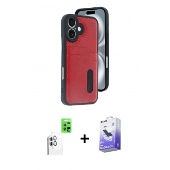 MARSİLYAN™- iPhone 16 Kılıf Yörünge Işık Serisi - Siyah Bilvis 5in1 5D Magic Hayalet Cam Ekran Koruyucu + Raze Metal Kamera Lens - BZ