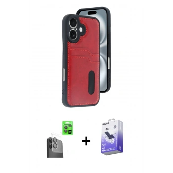 MARSİLYAN™- iPhone 16 Kılıf Yörünge Işık Serisi - Siyah Bilvis 5in1 5D Magic Hayalet Cam Ekran Koruyucu + Raze Metal Kamera Lens - SH