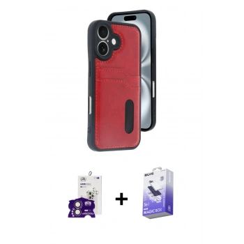 MARSİLYAN™- iPhone 16 Kılıf Yörünge Işık Serisi - Siyah Bilvis 5in1 5D Magic Hayalet Cam Ekran Koruyucu + Bilvis Titan Kamera Lens - PE