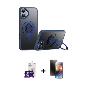 MARSİLYAN™- iPhone 16 Kılıf Zirve Çizgi Prime - Siyah 3D Antistatik Mat Seramik Nano Ekran Koruyucu + Bilvis Titan Kamera Lens - GS