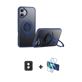 MARSİLYAN™- iPhone 16 Kılıf Zirve Çizgi Prime - Siyah 3D Antistatik Seramik Nano Ekran Koruyucu + PVD Metal Kamera Lens - PE