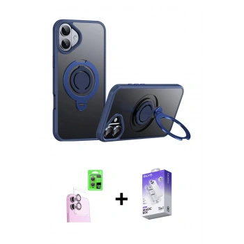 MARSİLYAN™- iPhone 16 Kılıf Zirve Çizgi Prime - Siyah Bilvis 5in1 3D Magic Cam Ekran Koruyucu + Raze Metal Kamera Lens - PE