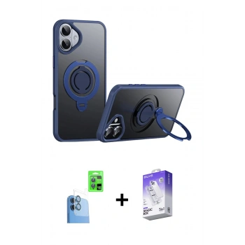 MARSİLYAN™- iPhone 16 Kılıf Zirve Çizgi Prime - Siyah Bilvis 5in1 3D Magic Cam Ekran Koruyucu + Raze Metal Kamera Lens - LT