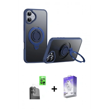 MARSİLYAN™- iPhone 16 Kılıf Zirve Çizgi Prime - Siyah Bilvis 5in1 3D Magic Cam Ekran Koruyucu + Raze Metal Kamera Lens - SH