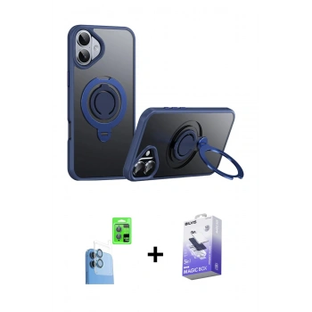 MARSİLYAN™- iPhone 16 Kılıf Zirve Çizgi Prime - Siyah Bilvis 5in1 5D Magic Hayalet Cam Ekran Koruyucu + Raze Metal Kamera Lens - LT