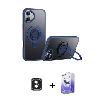 MARSİLYAN™- iPhone 16 Kılıf Zirve Çizgi Prime - Siyah Bilvis 5in1 5D Magic Hayalet Cam Ekran Koruyucu + PVD Metal Kamera Lens - PE