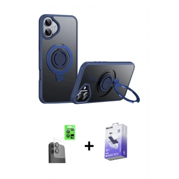 MARSİLYAN™- iPhone 16 Kılıf Zirve Çizgi Prime - Siyah Bilvis 5in1 5D Magic Hayalet Cam Ekran Koruyucu + Raze Metal Kamera Lens - SH