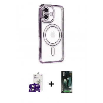 MARSİLYAN™- iPhone 16 Kılıf Zirve Doku Prime - Siyah 360 Mat Full Body Arka Koruyucu + Bilvis Titan Kamera Lens - PE