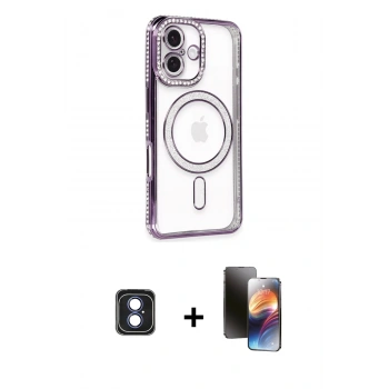 MARSİLYAN™- iPhone 16 Kılıf Zirve Doku Prime - Siyah 3D Antistatik Mat Seramik Nano Ekran Koruyucu + PVD Metal Kamera Lens - MI