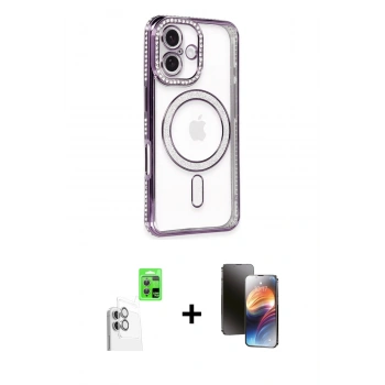 MARSİLYAN™- iPhone 16 Kılıf Zirve Doku Prime - Siyah 3D Antistatik Mat Seramik Nano Ekran Koruyucu + Raze Metal Kamera Lens - BZ