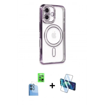 MARSİLYAN™- iPhone 16 Kılıf Zirve Doku Prime - Siyah 3D Antistatik Seramik Nano Ekran Koruyucu + Raze Metal Kamera Lens - LT