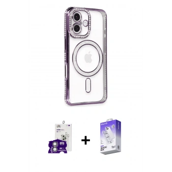 MARSİLYAN™- iPhone 16 Kılıf Zirve Doku Prime - Siyah Bilvis 5in1 3D Magic Cam Ekran Koruyucu + Bilvis Titan Kamera Lens - GS