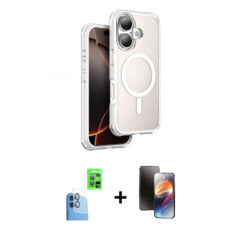 MARSİLYAN™- iPhone 16 Kılıf Zirve Klasik Prime - Siyah 3D Antistatik Mat Seramik Nano Ekran Koruyucu + Raze Metal Kamera Lens - LT