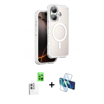 MARSİLYAN™- iPhone 16 Kılıf Zirve Klasik Prime - Siyah 3D Antistatik Seramik Nano Ekran Koruyucu + Raze Metal Kamera Lens - BZ
