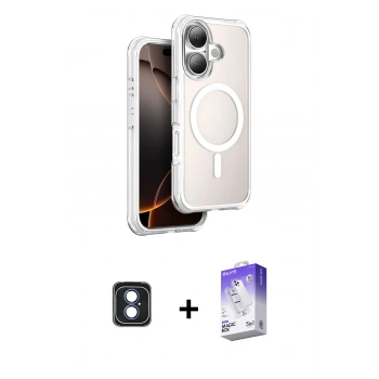 MARSİLYAN™- iPhone 16 Kılıf Zirve Klasik Prime - Siyah Bilvis 5in1 3D Magic Cam Ekran Koruyucu + PVD Metal Kamera Lens - MI