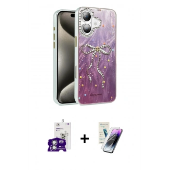 MARSİLYAN™- iPhone 16 Kılıf Zirve Modern Prime - Şeffaf Pasifik Cam Ekran Koruyucu + Bilvis Titan Kamera Lens - GS