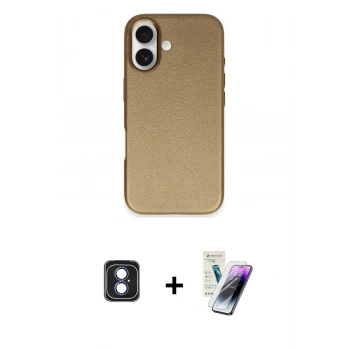 MARSİLYAN™- iPhone 16 Kılıf Zirve Modern Prime - Şeffaf Pasifik Cam Ekran Koruyucu + PVD Metal Kamera Lens - MI