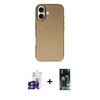MARSİLYAN™- iPhone 16 Kılıf Zirve Modern Prime - Siyah 360 Mat Full Body Arka Koruyucu + Bilvis Titan Kamera Lens - YL