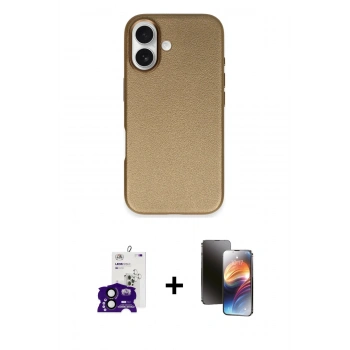 MARSİLYAN™- iPhone 16 Kılıf Zirve Modern Prime - Siyah 3D Antistatik Mat Seramik Nano Ekran Koruyucu + Bilvis Titan Kamera Lens - SH
