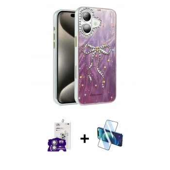 MARSİLYAN™- iPhone 16 Kılıf Zirve Modern Prime - Siyah 3D Antistatik Seramik Nano Ekran Koruyucu + Bilvis Titan Kamera Lens - GS