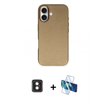 MARSİLYAN™- iPhone 16 Kılıf Zirve Modern Prime - Siyah 3D Antistatik Seramik Nano Ekran Koruyucu + PVD Metal Kamera Lens - PE