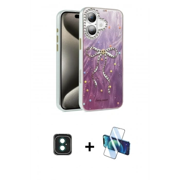 MARSİLYAN™- iPhone 16 Kılıf Zirve Modern Prime - Siyah 3D Antistatik Seramik Nano Ekran Koruyucu + PVD Metal Kamera Lens - YL