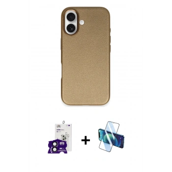 MARSİLYAN™- iPhone 16 Kılıf Zirve Modern Prime - Siyah 3D Antistatik Seramik Nano Ekran Koruyucu + Bilvis Titan Kamera Lens - SH