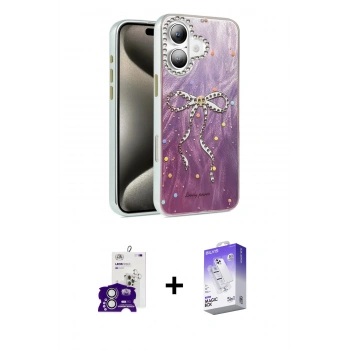 MARSİLYAN™- iPhone 16 Kılıf Zirve Modern Prime - Siyah Bilvis 5in1 3D Magic Cam Ekran Koruyucu + Bilvis Titan Kamera Lens - GS