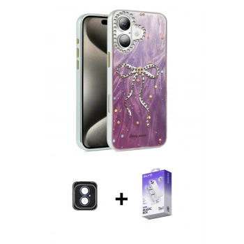 MARSİLYAN™- iPhone 16 Kılıf Zirve Modern Prime - Siyah Bilvis 5in1 3D Magic Cam Ekran Koruyucu + PVD Metal Kamera Lens - MI