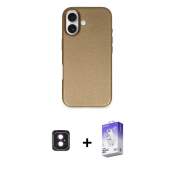 MARSİLYAN™- iPhone 16 Kılıf Zirve Modern Prime - Siyah Bilvis 5in1 3D Magic Cam Ekran Koruyucu + PVD Metal Kamera Lens - PE