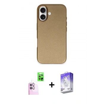 MARSİLYAN™- iPhone 16 Kılıf Zirve Modern Prime - Siyah Bilvis 5in1 3D Magic Cam Ekran Koruyucu + Raze Metal Kamera Lens - PE
