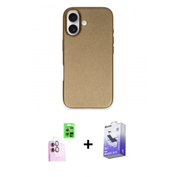 MARSİLYAN™- iPhone 16 Kılıf Zirve Modern Prime - Siyah Bilvis 5in1 5D Magic Hayalet Cam Ekran Koruyucu + Raze Metal Kamera Lens - PE