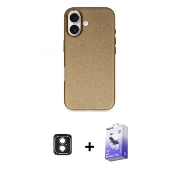 MARSİLYAN™- iPhone 16 Kılıf Zirve Modern Prime - Siyah Bilvis 5in1 5D Magic Hayalet Cam Ekran Koruyucu + PVD Metal Kamera Lens - MI