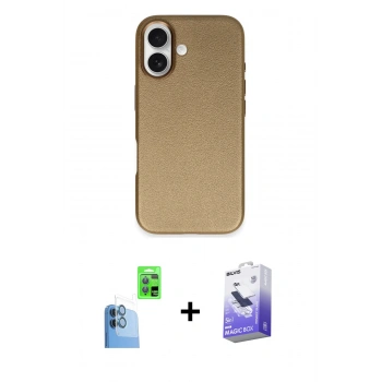 MARSİLYAN™- iPhone 16 Kılıf Zirve Modern Prime - Siyah Bilvis 5in1 5D Magic Hayalet Cam Ekran Koruyucu + Raze Metal Kamera Lens - LT