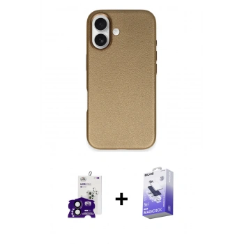 MARSİLYAN™- iPhone 16 Kılıf Zirve Modern Prime - Siyah Bilvis 5in1 5D Magic Hayalet Cam Ekran Koruyucu + Bilvis Titan Kamera Lens - SH