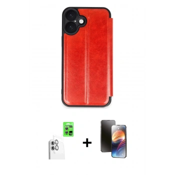MARSİLYAN™- iPhone 16 Kılıf Zirve Yansıma Serisi - Siyah 3D Antistatik Mat Seramik Nano Ekran Koruyucu + Raze Metal Kamera Lens - BZ