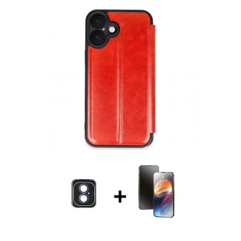 MARSİLYAN™- iPhone 16 Kılıf Zirve Yansıma Serisi - Siyah 3D Antistatik Mat Seramik Nano Ekran Koruyucu + PVD Metal Kamera Lens - MI