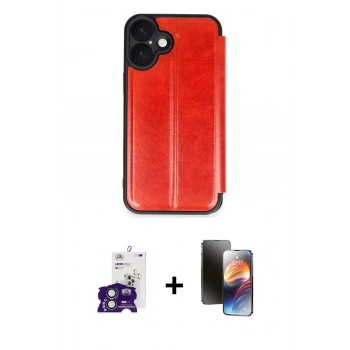 MARSİLYAN™- iPhone 16 Kılıf Zirve Yansıma Serisi - Siyah 3D Antistatik Mat Seramik Nano Ekran Koruyucu + Bilvis Titan Kamera Lens - YL