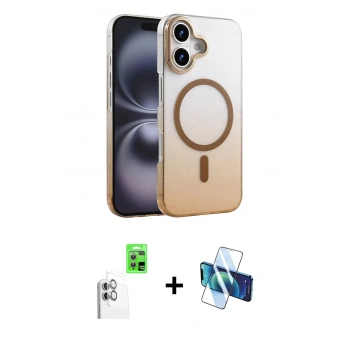 MARSİLYAN™- iPhone 16 Plus Kılıf Ahenk Doku Özel Seri - Siyah 3D Antistatik Seramik Nano Ekran Koruyucu + Raze Metal Kamera Lens - BZ