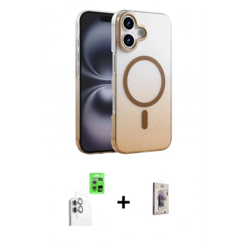 MARSİLYAN™- iPhone 16 Plus Kılıf Ahenk Doku Özel Seri - Siyah Bilvis 3D Cam Ekran Koruyucu + Raze Metal Kamera Lens - BZ
